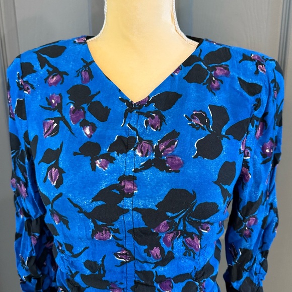 Zara Blue and Purple Long Sleeve Dress. - Picture 3 of 7